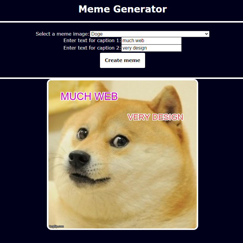 Meme Generator react api project screenshot